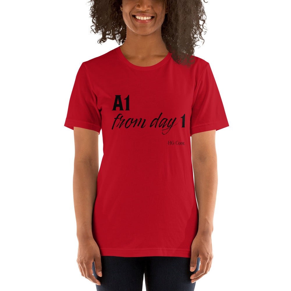 "A1 from day 1" short-sleeve T-Shirt